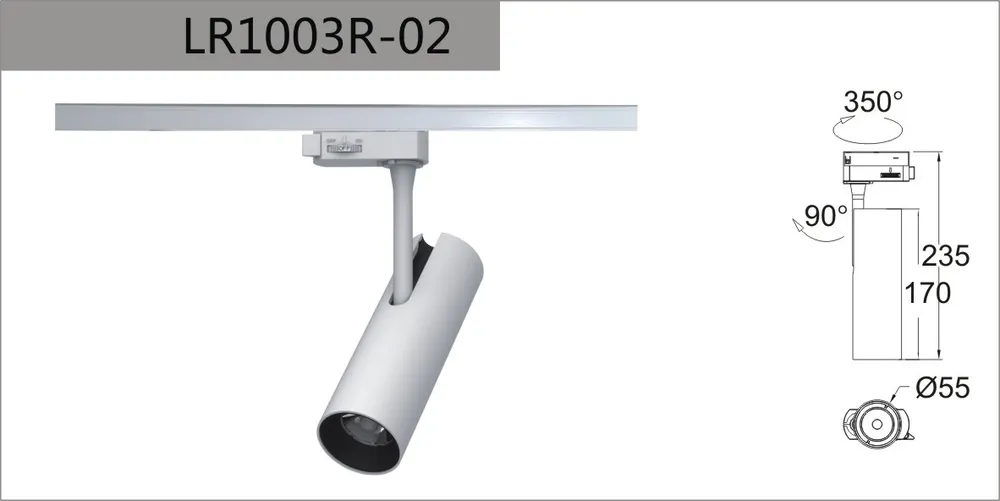 Adjustable Dimmable Aluminum COB LED Track Spotlight 2/20W