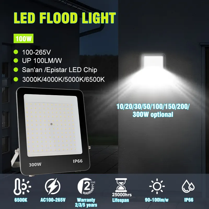 Aluminum LED Floodlight 20-300W IP66