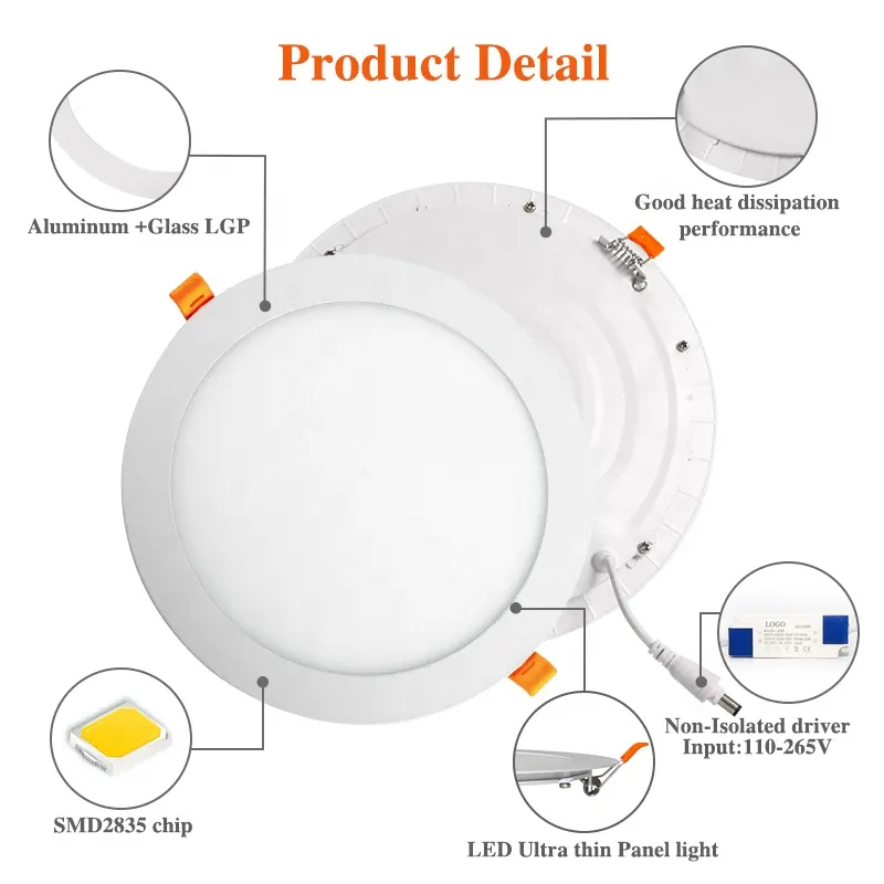 Adjustable Round Aluminum LED Panel Light 3-24W 6in/8in/12in 3CCT Selectable